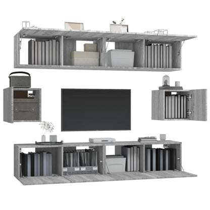 6 Piece TV Cabinet Set Grey Sonoma Engineered Wood