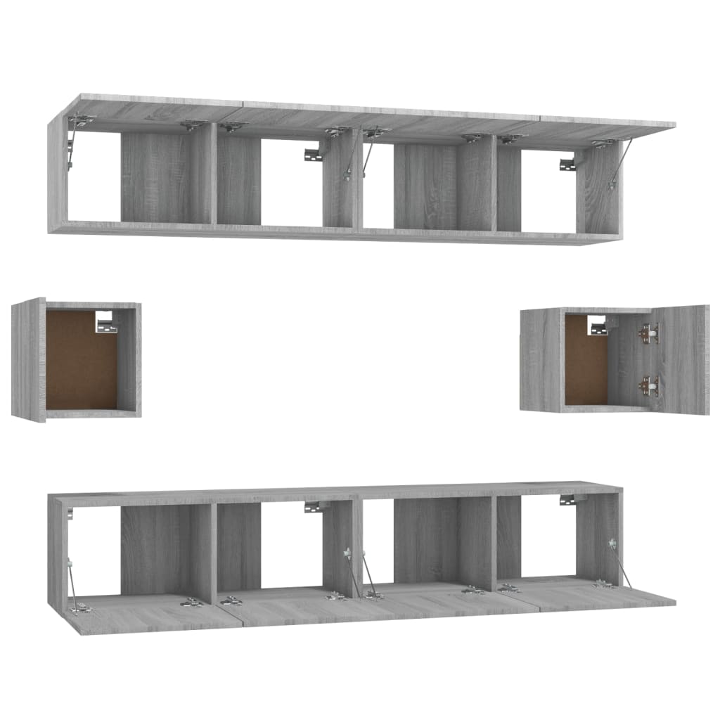 6 Piece TV Cabinet Set Grey Sonoma Engineered Wood