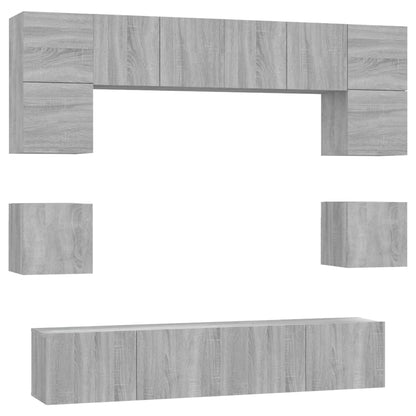 8 Piece TV Cabinet Set Grey Sonoma Engineered Wood
