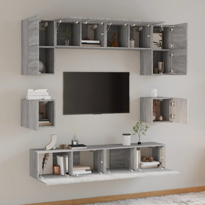 8 Piece TV Cabinet Set Grey Sonoma Engineered Wood