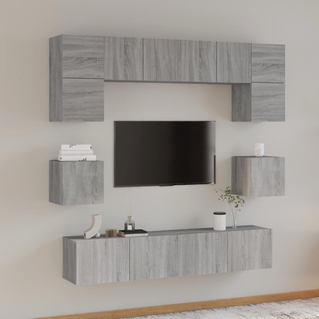 8 Piece TV Cabinet Set Grey Sonoma Engineered Wood