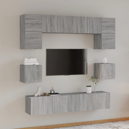 8 Piece TV Cabinet Set Grey Sonoma Engineered Wood