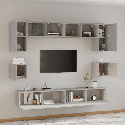 8 Piece TV Cabinet Set Concrete Grey Engineered Wood
