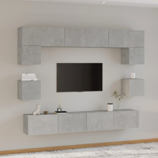 8 Piece TV Cabinet Set Concrete Grey Engineered Wood