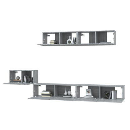 5 Piece TV Cabinet Set Grey Sonoma Engineered Wood