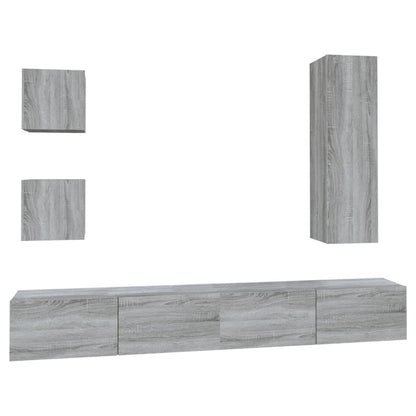 5 Piece TV Cabinet Set Grey Sonoma Engineered Wood