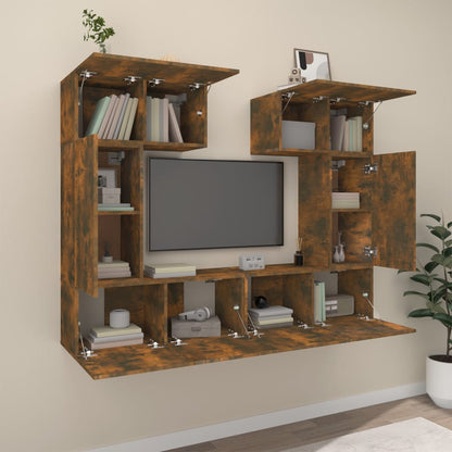 | TV Cabinet Set | Wall-mounted 6 pcs Engineered wood