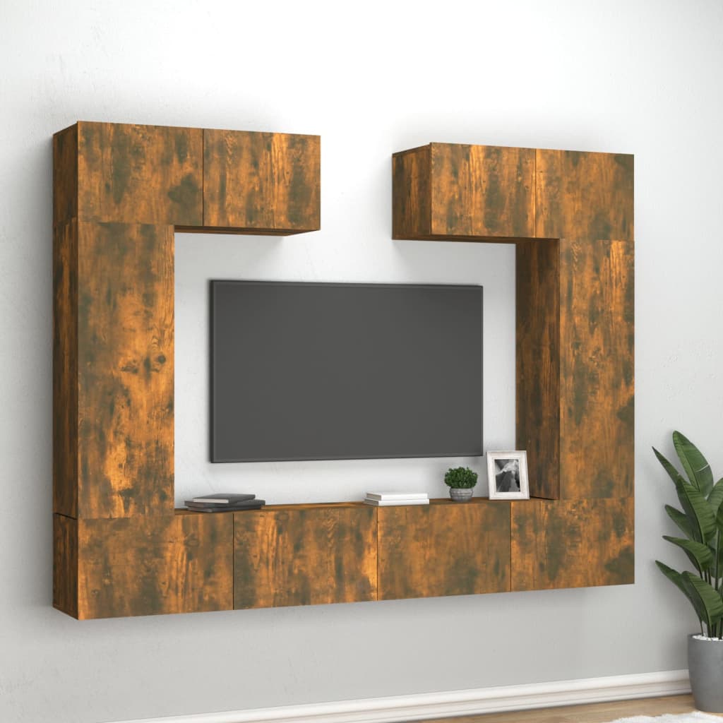 6 Piece TV Cabinet Set Smoked Oak Engineered Wood