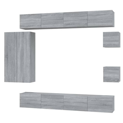 8 Piece TV Cabinet Set Grey Sonoma Engineered Wood