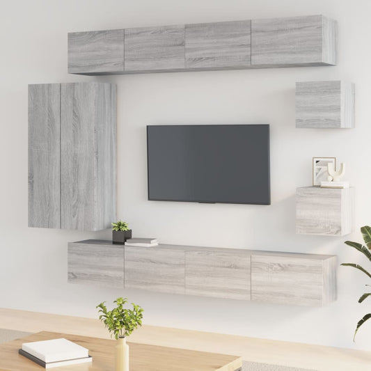 8 Piece TV Cabinet Set Grey Sonoma Engineered Wood