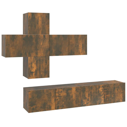 7 Piece TV Cabinet Set Smoked Oak Engineered Wood