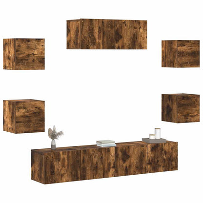 7 Piece TV Cabinet Set Smoked Oak Engineered Wood