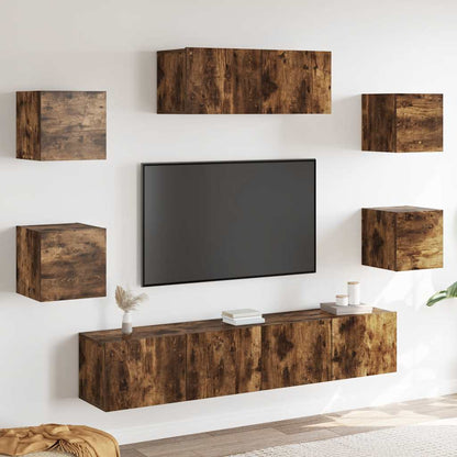 7 Piece TV Cabinet Set Smoked Oak Engineered Wood