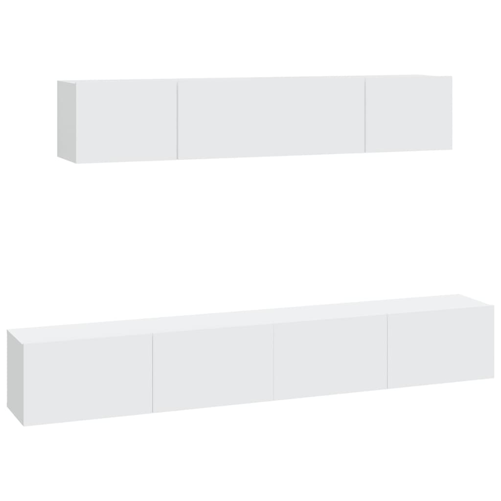 4 Piece TV Cabinet Set White Engineered Wood