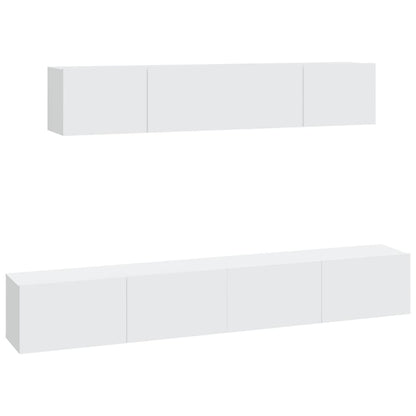4 Piece TV Cabinet Set White Engineered Wood