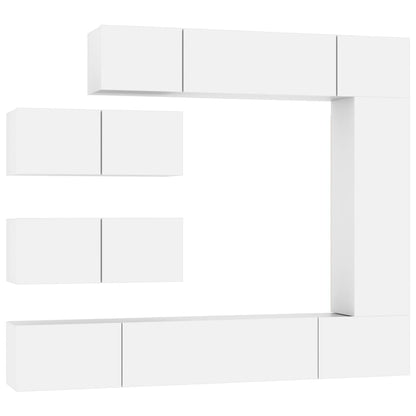 7 Piece TV Cabinet Set White Engineered Wood