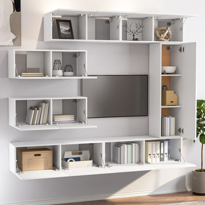 7 Piece TV Cabinet Set White Engineered Wood