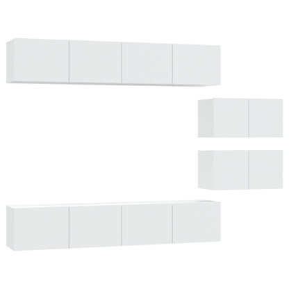 4 Piece TV Cabinet Set White Engineered Wood