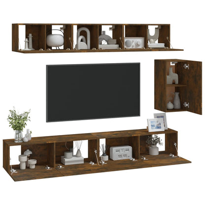 6 Piece TV Cabinet Set Smoked Oak Engineered Wood