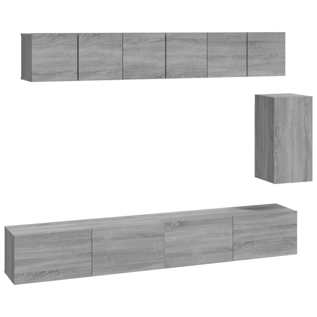 6 Piece TV Cabinet Set Grey Sonoma Engineered Wood