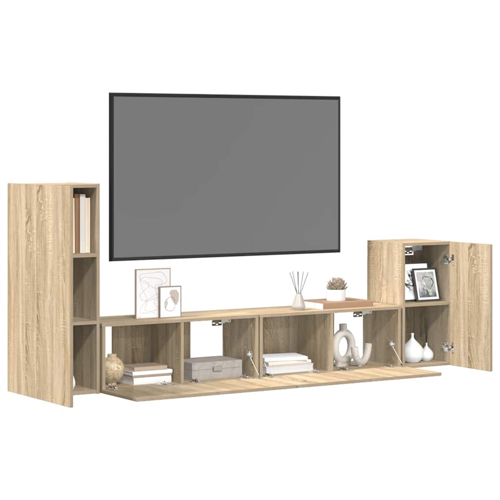 4 Piece TV Cabinet Set Sonoma Oak Engineered Wood