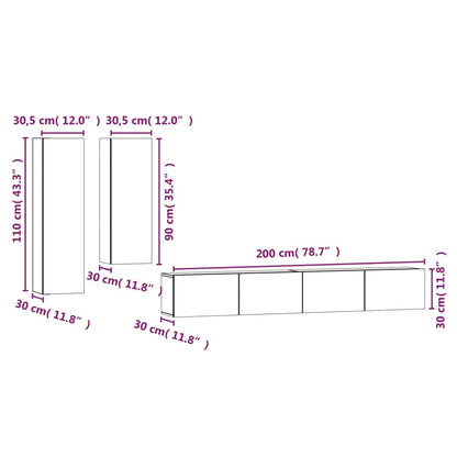 4 Piece TV Cabinet Set Sonoma Oak Engineered Wood