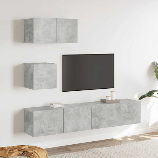 4 Piece TV Cabinet Set Concrete Grey Engineered Wood