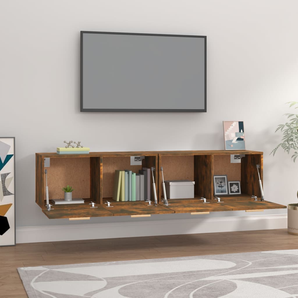 Wall Cabinets 2 pcs Smoked Oak 80x35x36.5 cm Engineered Wood