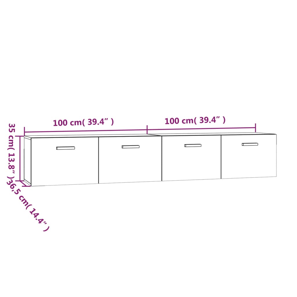 Wall Cabinets 2 pcs Brown Oak 100x36.5x35 cm Engineered Wood