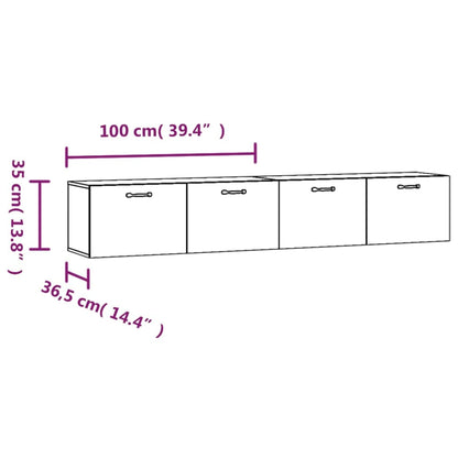 Wall Cabinets 2 pcs Smoked Oak 100x36.5x35 cm Engineered Wood