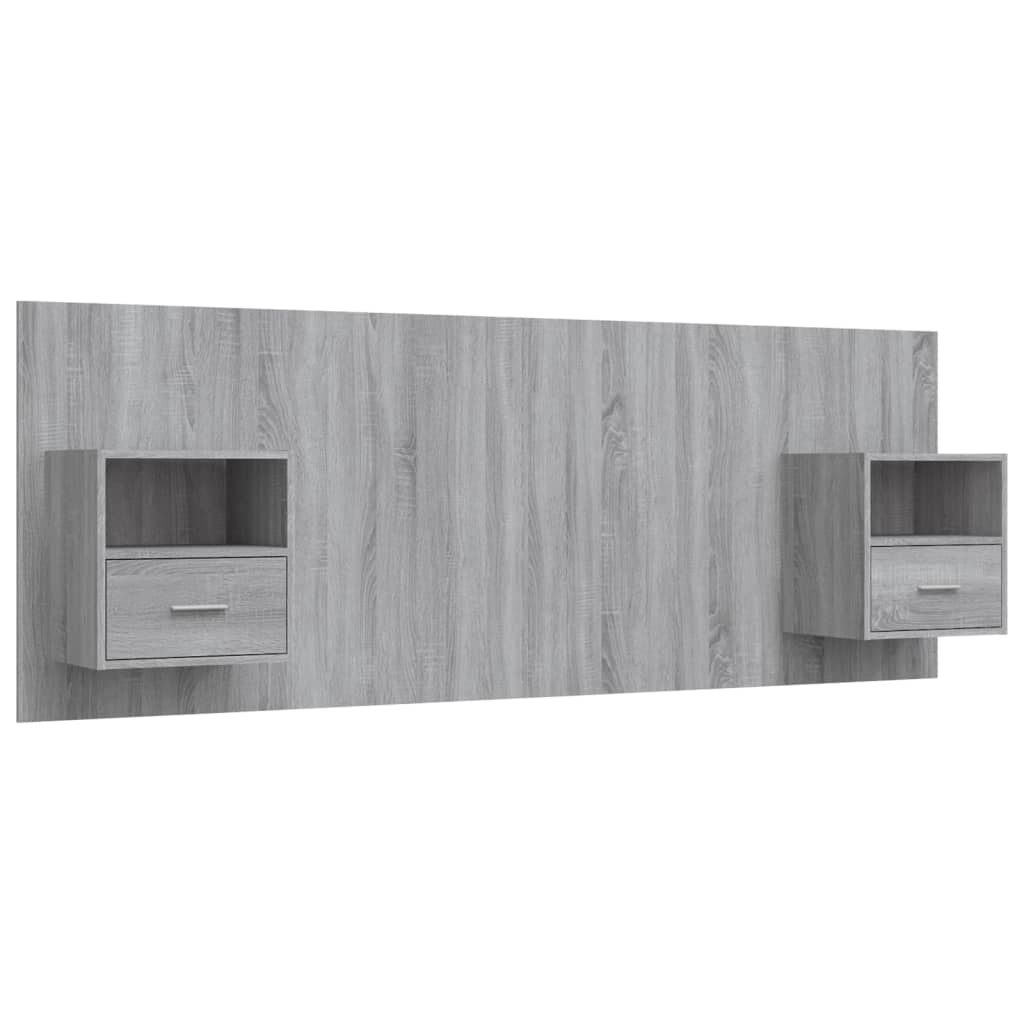 Bed Headboard with Cabinets Grey Sonoma Engineered Wood
