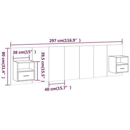 Bed Headboard with Cabinets Smoked Oak Engineered Wood