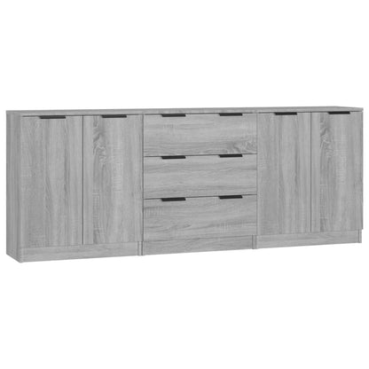 3 Piece Sideboards Grey Sonama Engineered Wood