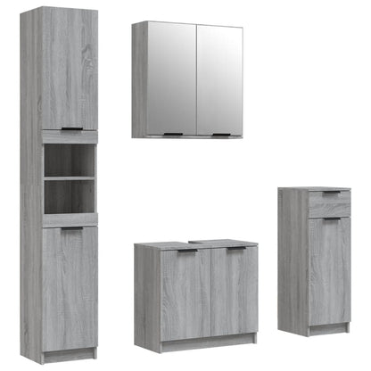 4 Piece Bathroom Cabinet Set Grey Sonoma Engineered Wood