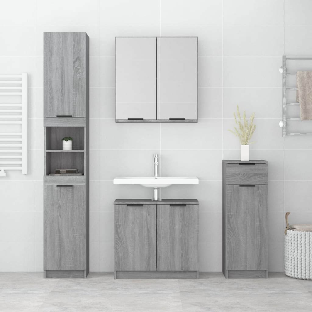 4 Piece Bathroom Cabinet Set Grey Sonoma Engineered Wood