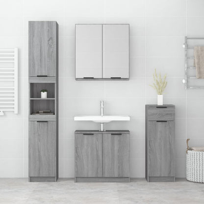 4 Piece Bathroom Cabinet Set Grey Sonoma Engineered Wood