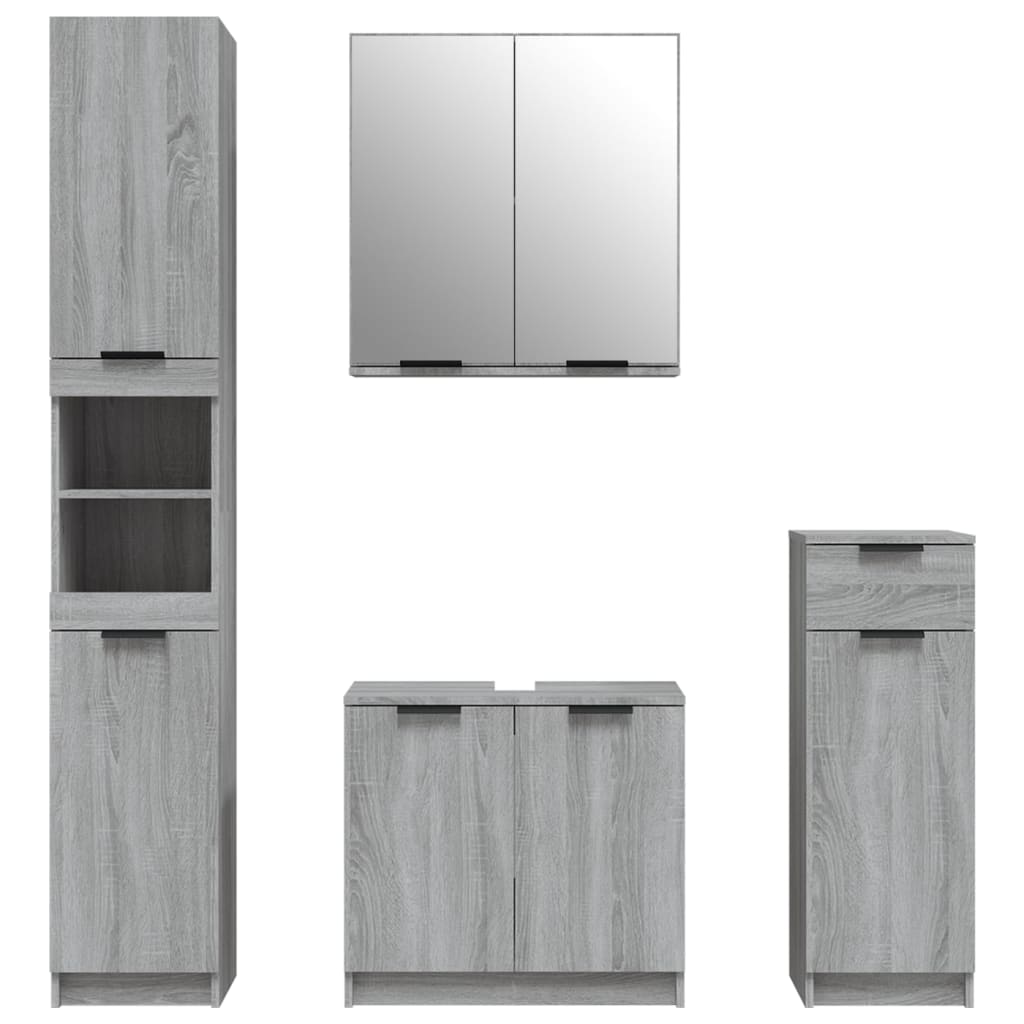 4 Piece Bathroom Cabinet Set Grey Sonoma Engineered Wood