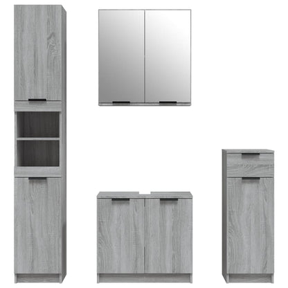 4 Piece Bathroom Cabinet Set Grey Sonoma Engineered Wood