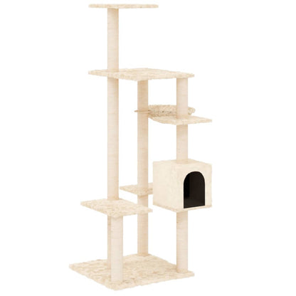 Cat Tree with Sisal Scratching Posts Cream 142 cm