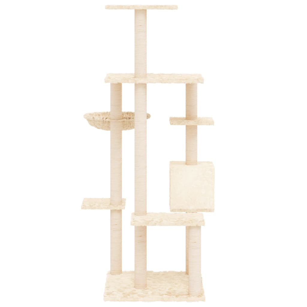 Cat Tree with Sisal Scratching Posts Cream 142 cm