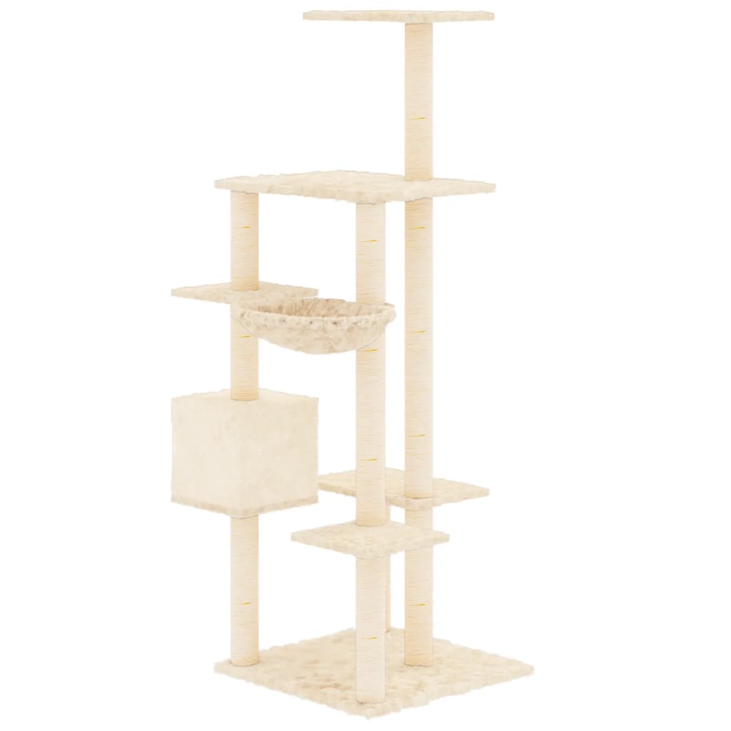Cat Tree with Sisal Scratching Posts Cream 142 cm