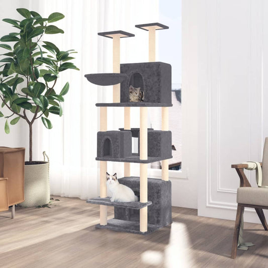 Cat Tree with Sisal Scratching Posts Dark Grey 180 cm