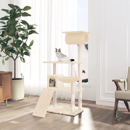 Cat Tree with Sisal Scratching Posts Cream 131 cm