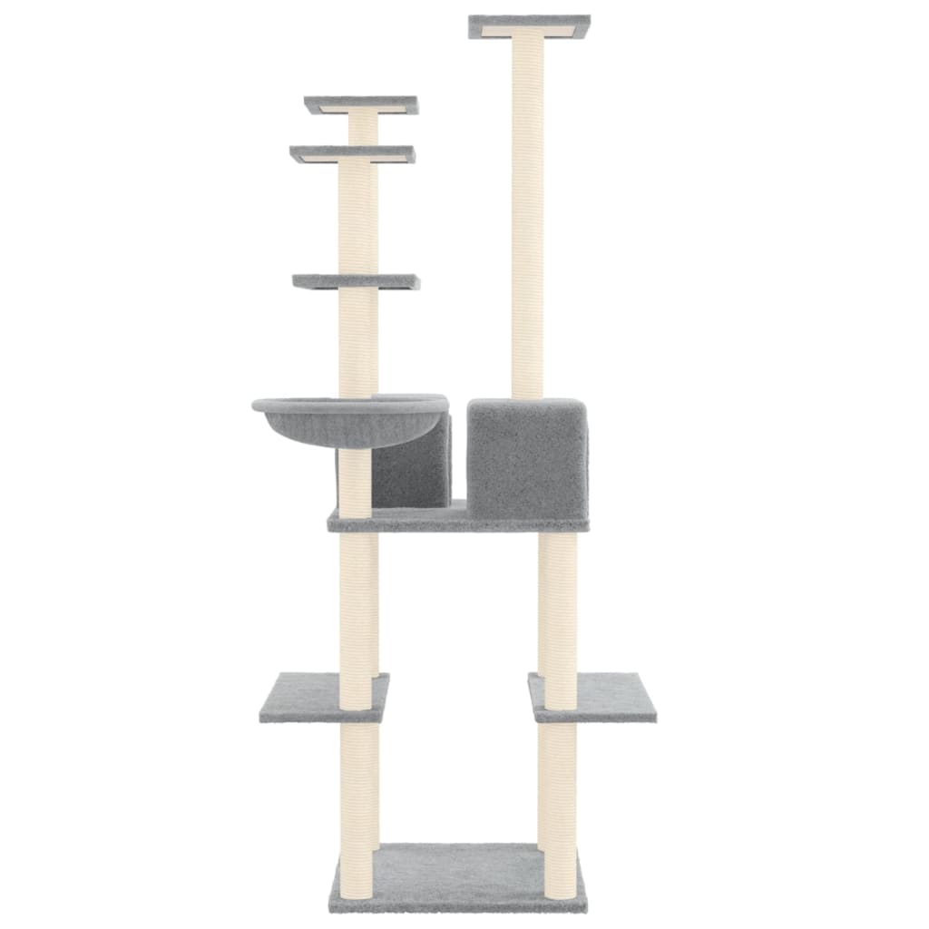 Cat Tree with Sisal Scratching Posts Light Grey 167 cm