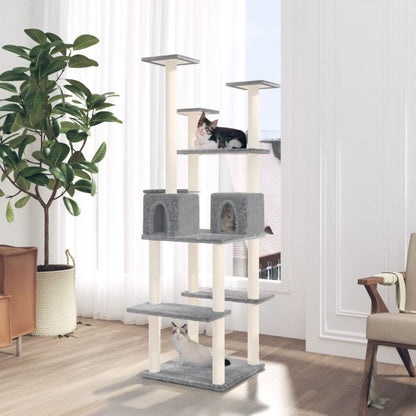 Cat Tree with Sisal Scratching Posts Light Grey 167 cm