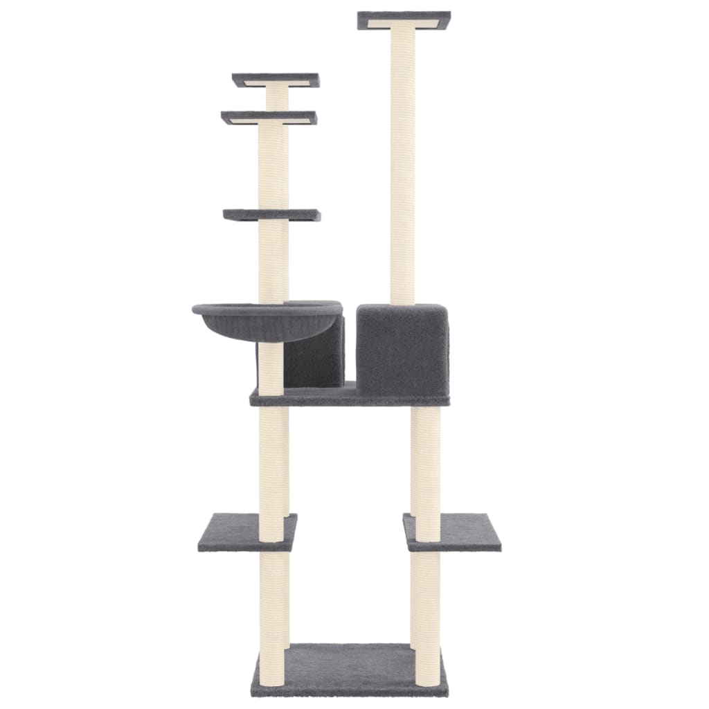 Cat Tree with Sisal Scratching Posts Dark Grey 167 cm