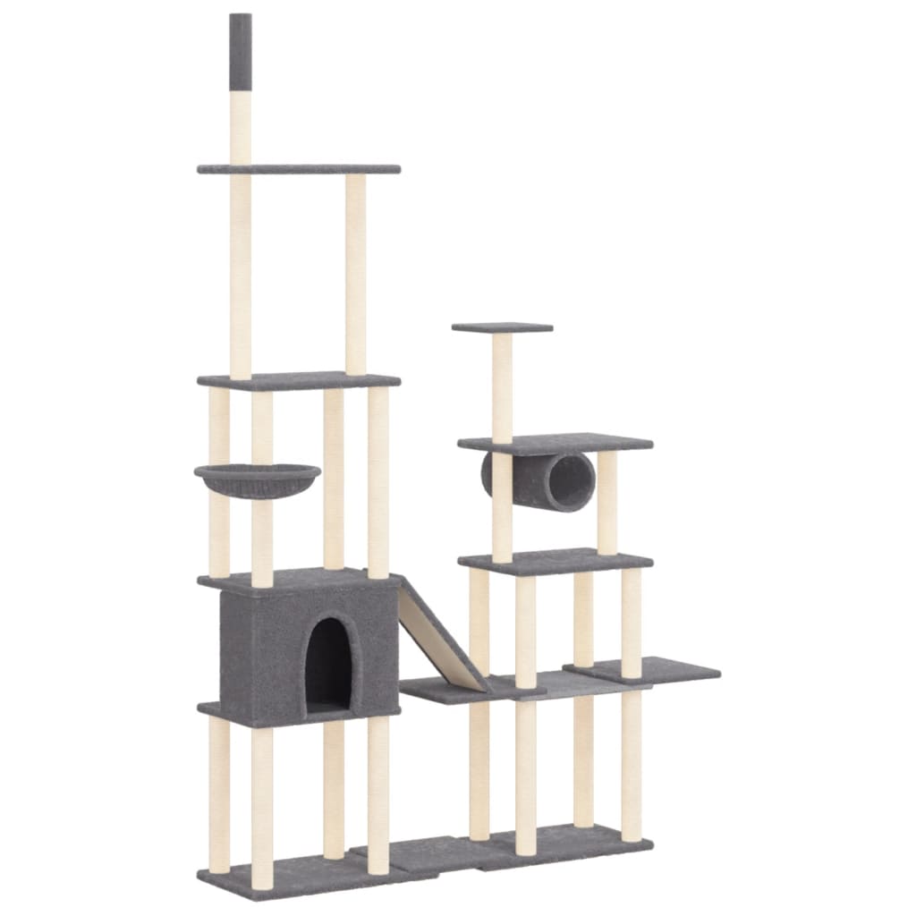 Cat Tree with Sisal Scratching Posts Dark Grey 279 cm