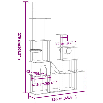 Cat Tree with Sisal Scratching Posts Dark Grey 279 cm