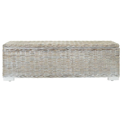 Storage Box White 110 cm Natural Kubu Rattan & Solid Wood Mahogany