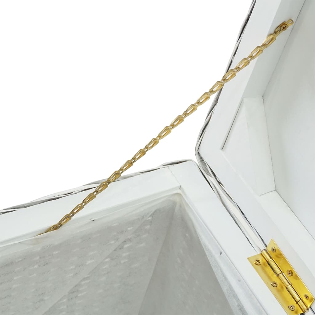 Storage Box White 110 cm Natural Kubu Rattan & Solid Wood Mahogany